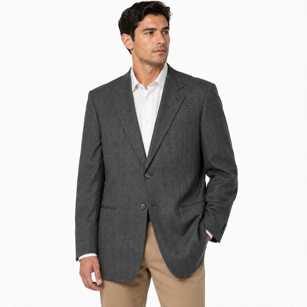 Tommy Hilfiger Blazer Mens 42R Grey Pinstripe Two Button Sport Coat Made in USA